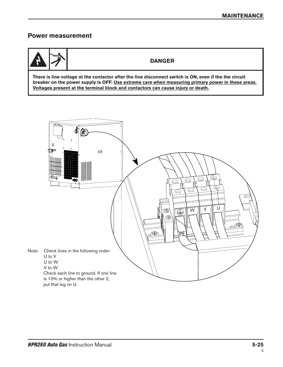 Power measurement -25, Power measurement | Hypertherm HPR260 Manual Gas Preventive Maintenance Program Rev.5 User Manual | Page 169 / 317