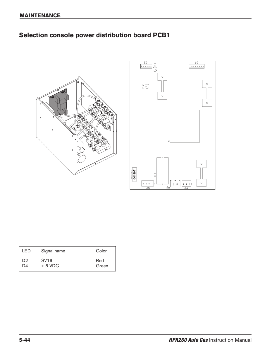 Selection console power distribution board pcb1 | Hypertherm HPR260 Manual Gas Preventive Maintenance Program Rev.5 User Manual | Page 188 / 317