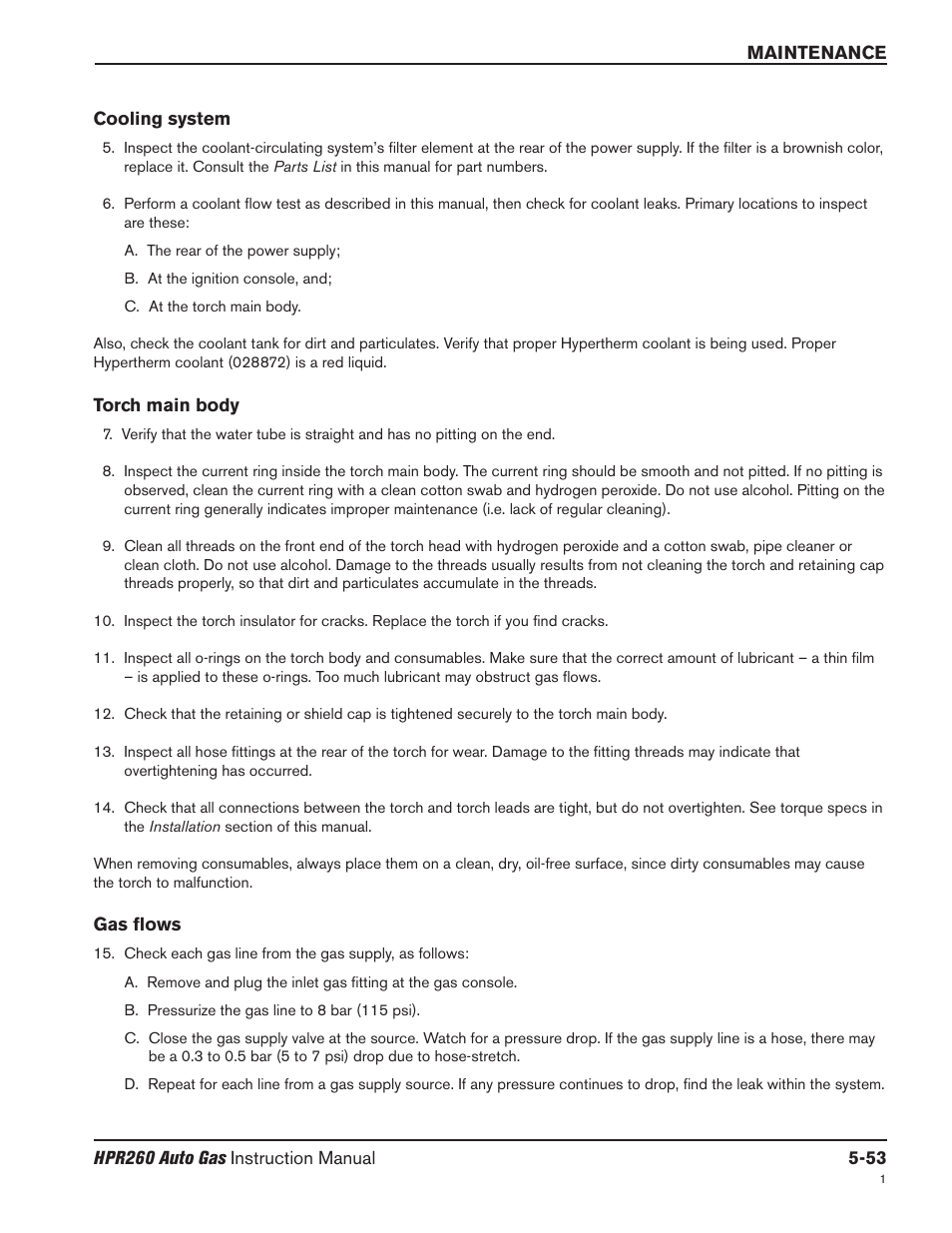 Hypertherm HPR260 Manual Gas Preventive Maintenance Program Rev.5 User Manual | Page 197 / 317