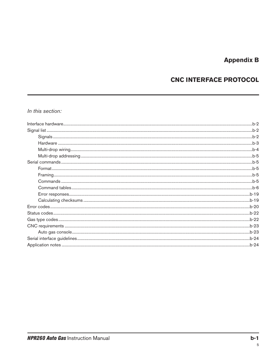 Appendix b cnc interface protocol, Appendix b | Hypertherm HPR260 Manual Gas Preventive Maintenance Program Rev.5 User Manual | Page 246 / 317