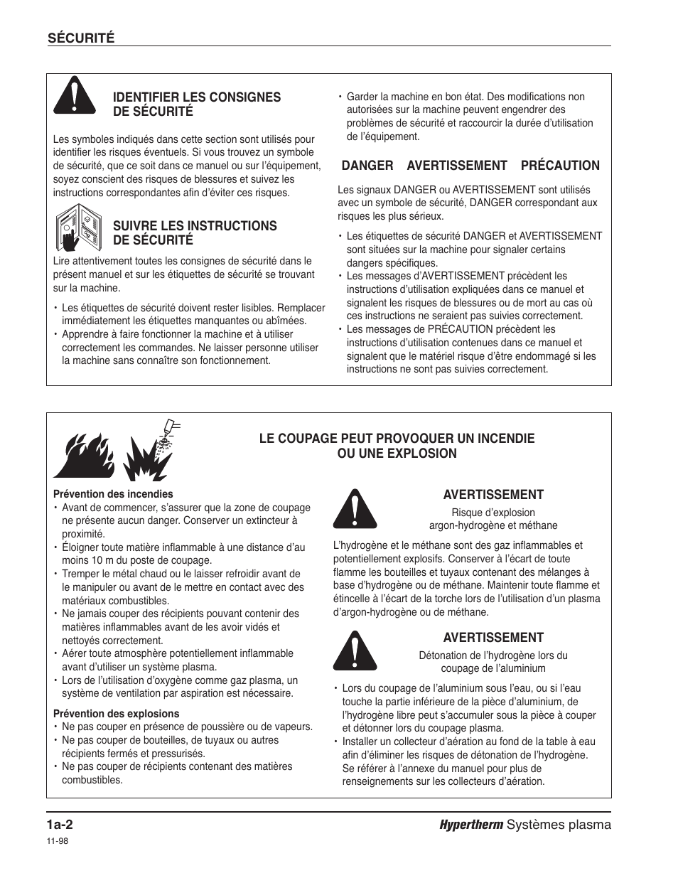 Identifier les consignes de sécurité a-2, Suivre les instructions de sécurité a-2 | Hypertherm HPR260 Manual Gas Preventive Maintenance Program Rev.5 User Manual | Page 25 / 317