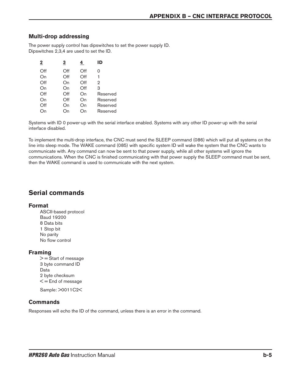 Serial commands | Hypertherm HPR260 Manual Gas Preventive Maintenance Program Rev.5 User Manual | Page 250 / 317