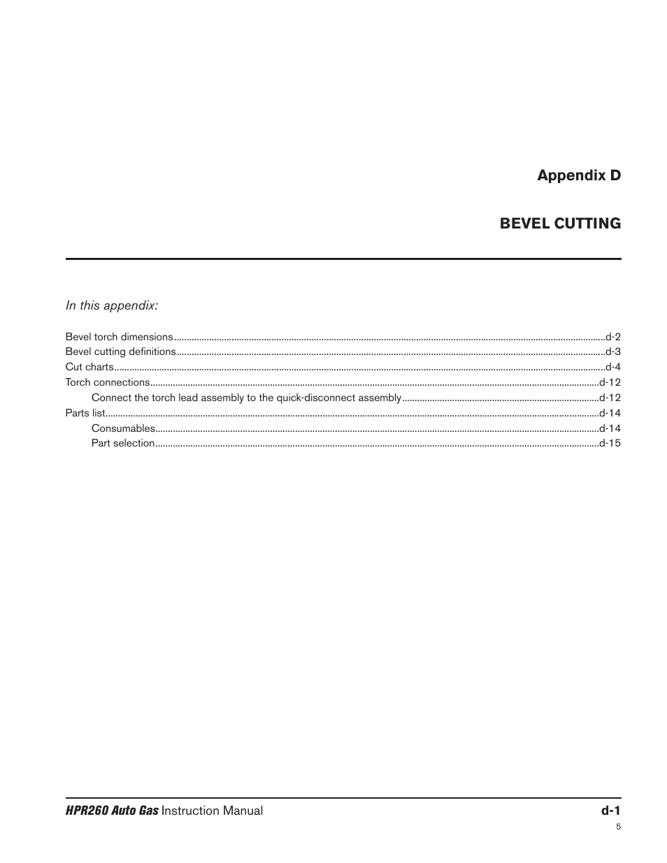 Appendix d bevel cutting | Hypertherm HPR260 Manual Gas Preventive Maintenance Program Rev.5 User Manual | Page 297 / 317