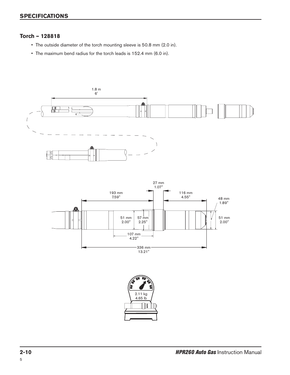 Torch – 128818 -10 | Hypertherm HPR260 Manual Gas Preventive Maintenance Program Rev.5 User Manual | Page 49 / 317