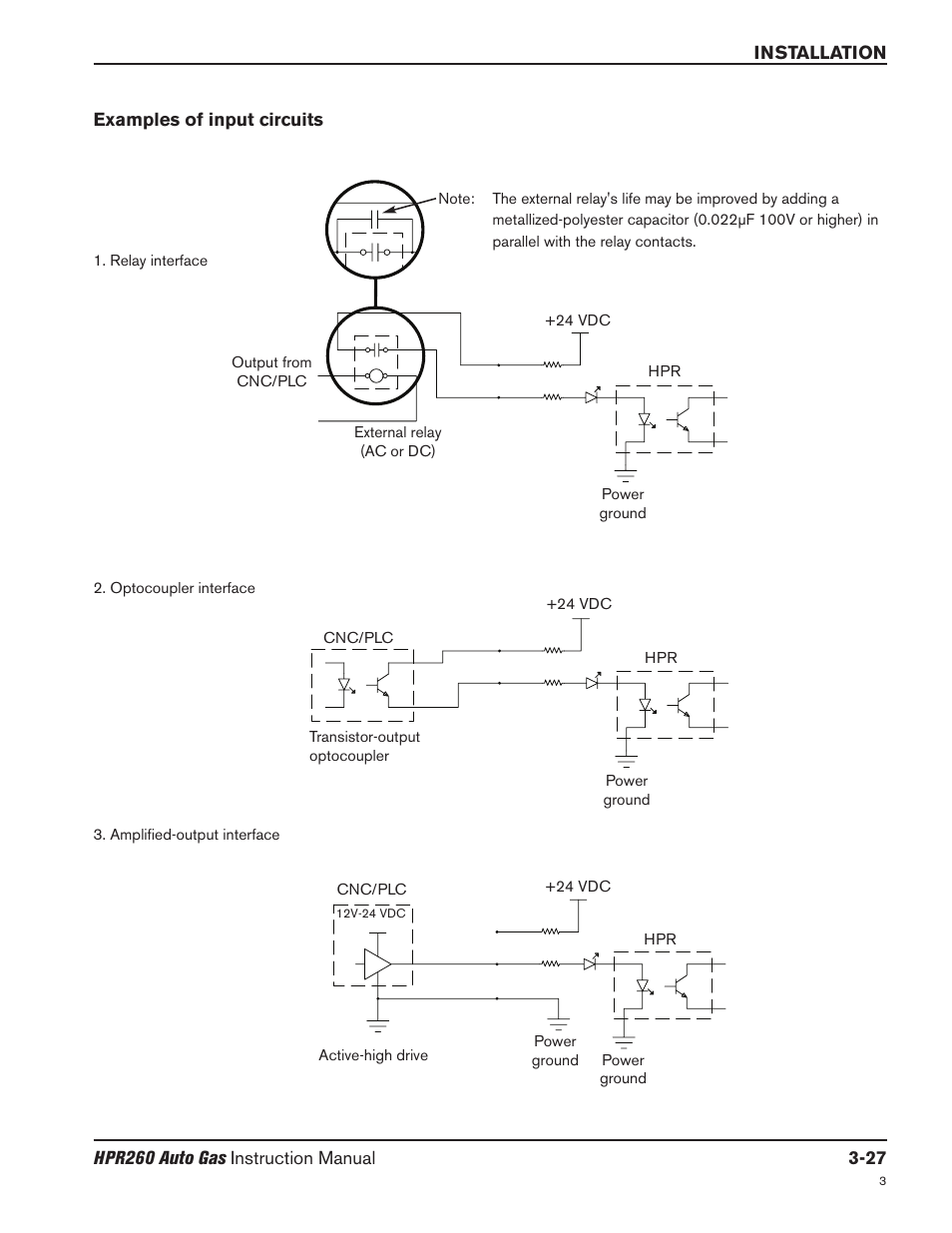 Examples of input circuits | Hypertherm HPR260 Manual Gas Preventive Maintenance Program Rev.5 User Manual | Page 76 / 317