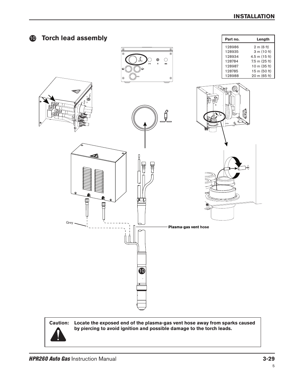 Torch lead assembly -29, Torch lead assembly | Hypertherm HPR260 Manual Gas Preventive Maintenance Program Rev.5 User Manual | Page 78 / 317