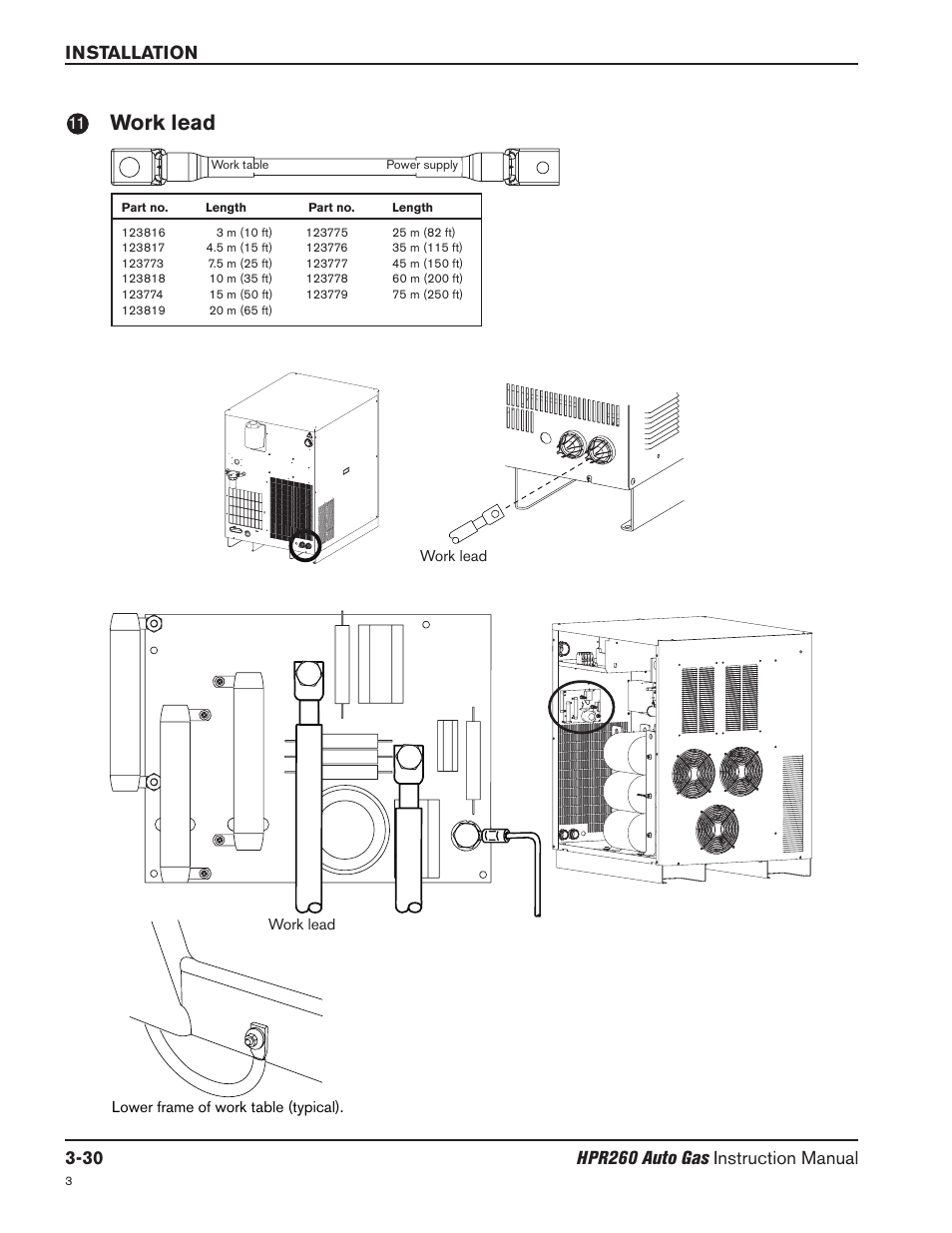 Work lead -30, Work lead | Hypertherm HPR260 Manual Gas Preventive Maintenance Program Rev.5 User Manual | Page 79 / 317