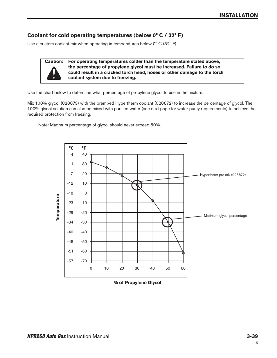 Coolant for cold operating temperatures -39 | Hypertherm HPR260 Manual Gas Preventive Maintenance Program Rev.5 User Manual | Page 88 / 317