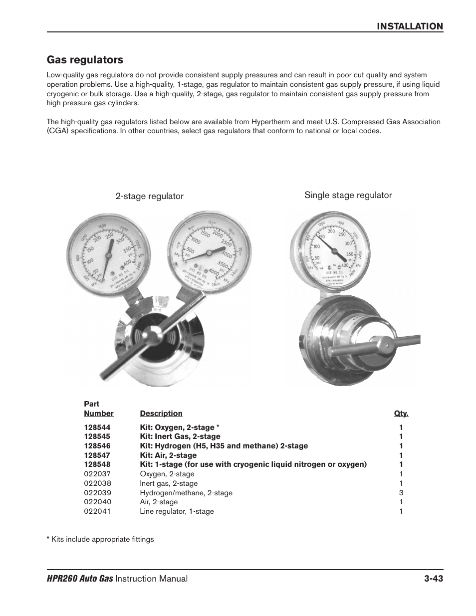 Gas regulators -43, Gas regulators | Hypertherm HPR260 Manual Gas Preventive Maintenance Program Rev.5 User Manual | Page 92 / 317