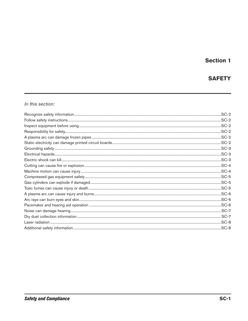 Section 1 - safety, Section 1 | Hypertherm HPR800XD Auto Gas Rev.2 User Manual | Page 17 / 368