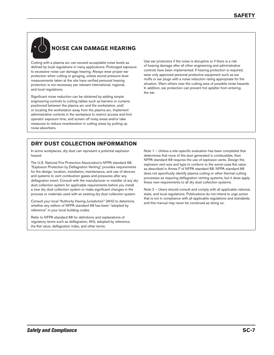 Noise can damage hearing, Dry dust collection information | Hypertherm HPR800XD Auto Gas Rev.2 User Manual | Page 23 / 368