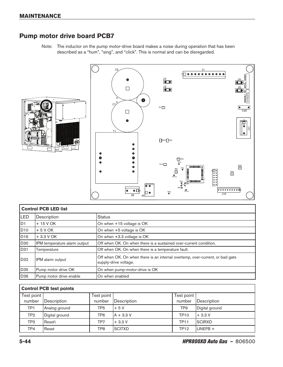 Pump motor drive board pcb7, Pump motor drive board pcb7 -44 | Hypertherm HPR800XD Auto Gas Rev.2 User Manual | Page 258 / 368