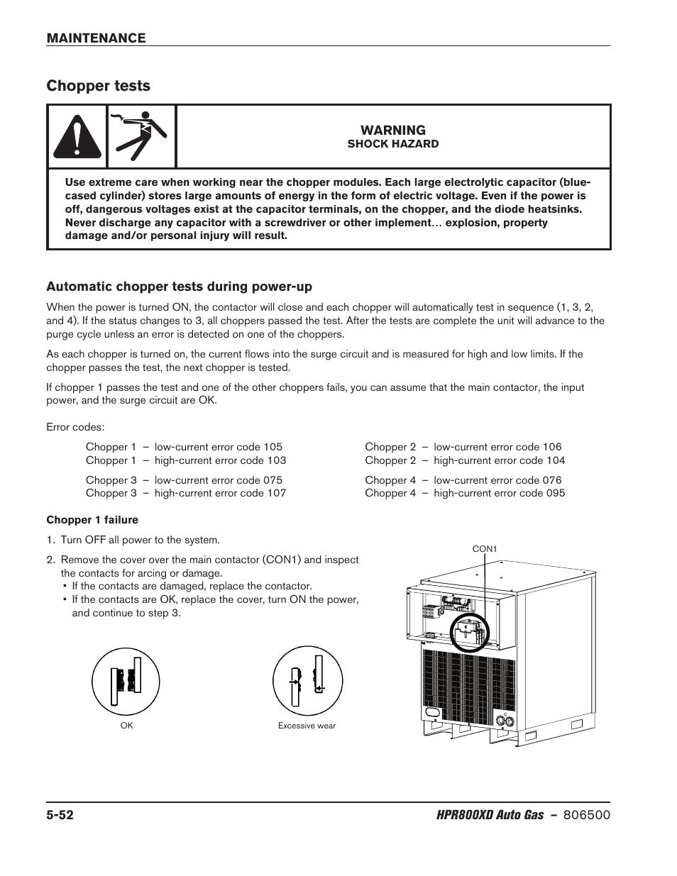 Chopper tests, Chopper tests -52 | Hypertherm HPR800XD Auto Gas Rev.2 User Manual | Page 266 / 368