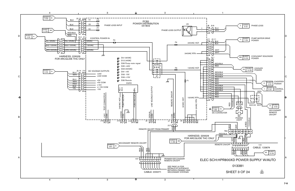 Elec sch:hpr800xd power supply w/auto | Hypertherm HPR800XD Auto Gas Rev.2 User Manual | Page 305 / 368