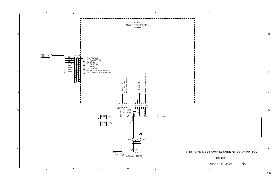 Elec sch:hpr800xd power supply w/auto | Hypertherm HPR800XD Auto Gas Rev.2 User Manual | Page 306 / 368