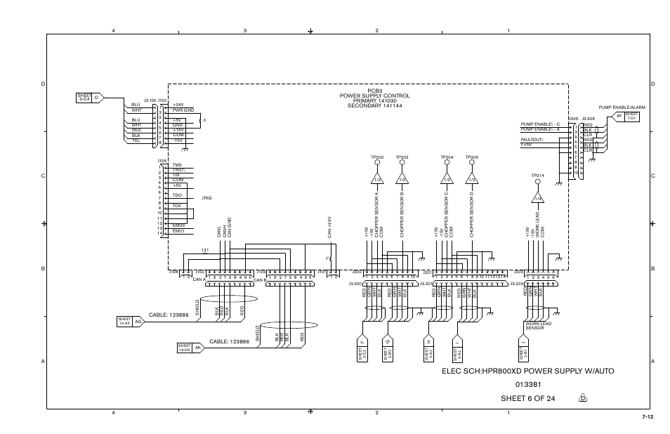 Elec sch:hpr800xd power supply w/auto | Hypertherm HPR800XD Auto Gas Rev.2 User Manual | Page 308 / 368