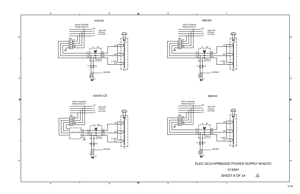 Elec sch:hpr800xd power supply w/auto | Hypertherm HPR800XD Auto Gas Rev.2 User Manual | Page 310 / 368