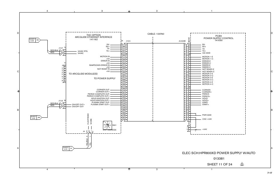 Elec sch:hpr800xd power supply w/auto | Hypertherm HPR800XD Auto Gas Rev.2 User Manual | Page 313 / 368