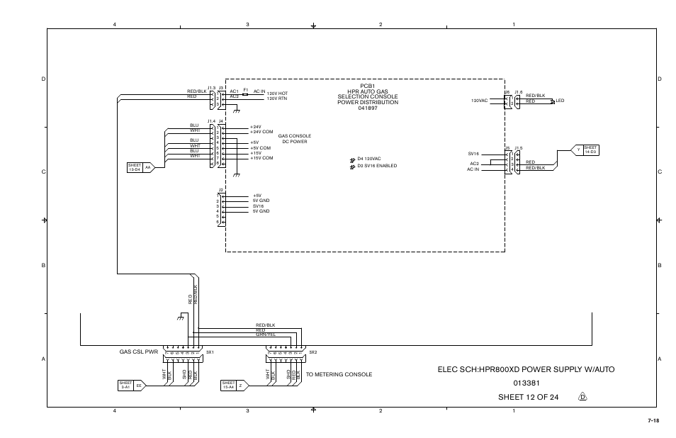 Elec sch:hpr800xd power supply w/auto | Hypertherm HPR800XD Auto Gas Rev.2 User Manual | Page 314 / 368