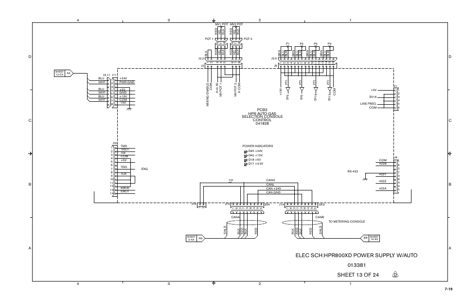 Elec sch:hpr800xd power supply w/auto | Hypertherm HPR800XD Auto Gas Rev.2 User Manual | Page 315 / 368