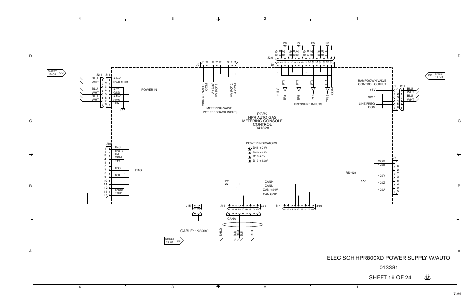 Elec sch:hpr800xd power supply w/auto | Hypertherm HPR800XD Auto Gas Rev.2 User Manual | Page 318 / 368
