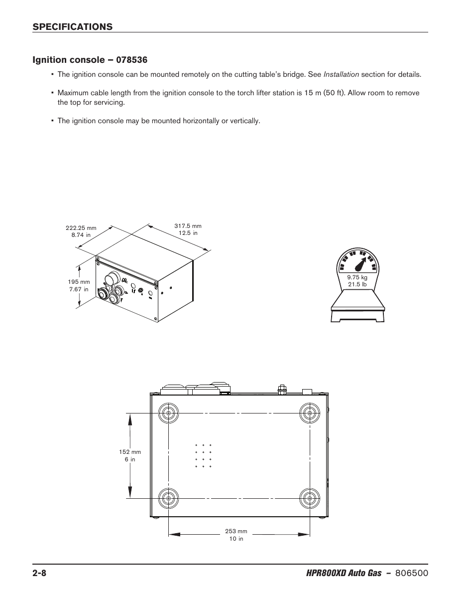 Ignition console – 078536, Ignition console – 078536 -8 | Hypertherm HPR800XD Auto Gas Rev.2 User Manual | Page 32 / 368