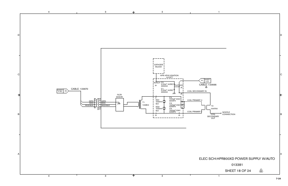 Elec sch:hpr800xd power supply w/auto | Hypertherm HPR800XD Auto Gas Rev.2 User Manual | Page 320 / 368