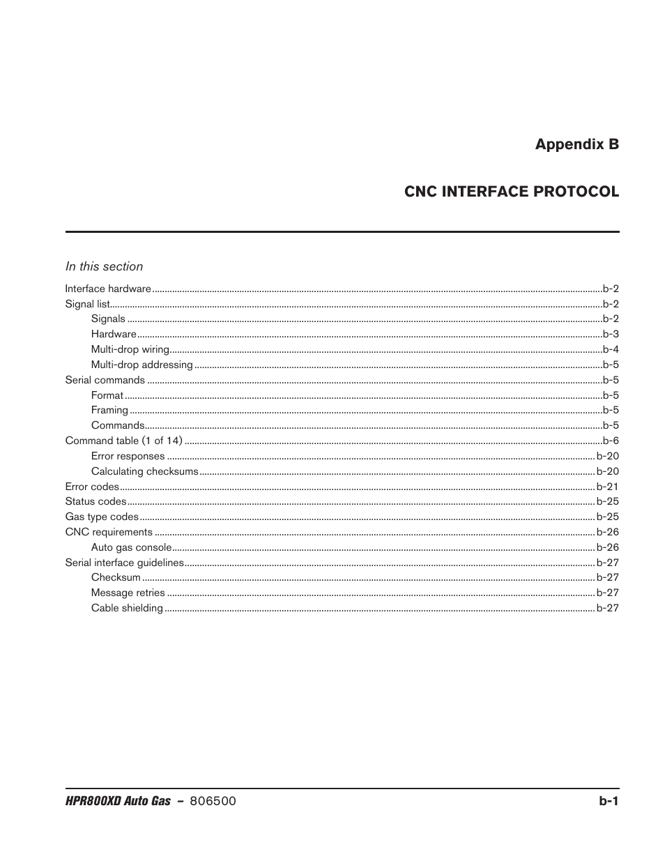 Appendix b - cnc interface protocol, Appendix b, Appendix b cnc interface protocol | Hypertherm HPR800XD Auto Gas Rev.2 User Manual | Page 335 / 368