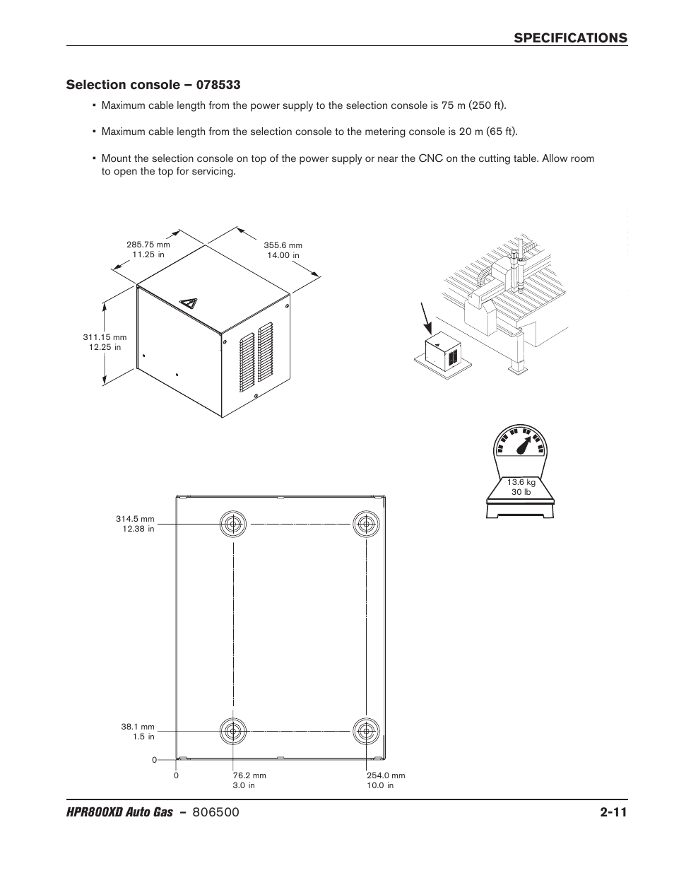 Selection console – 078533, Selection console – 078533 -11 | Hypertherm HPR800XD Auto Gas Rev.2 User Manual | Page 35 / 368