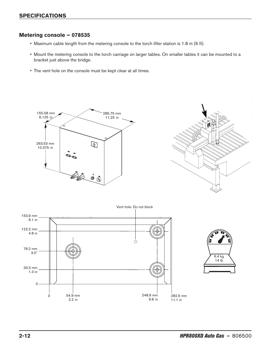 Metering console – 078535, Metering console – 078535 -12 | Hypertherm HPR800XD Auto Gas Rev.2 User Manual | Page 36 / 368