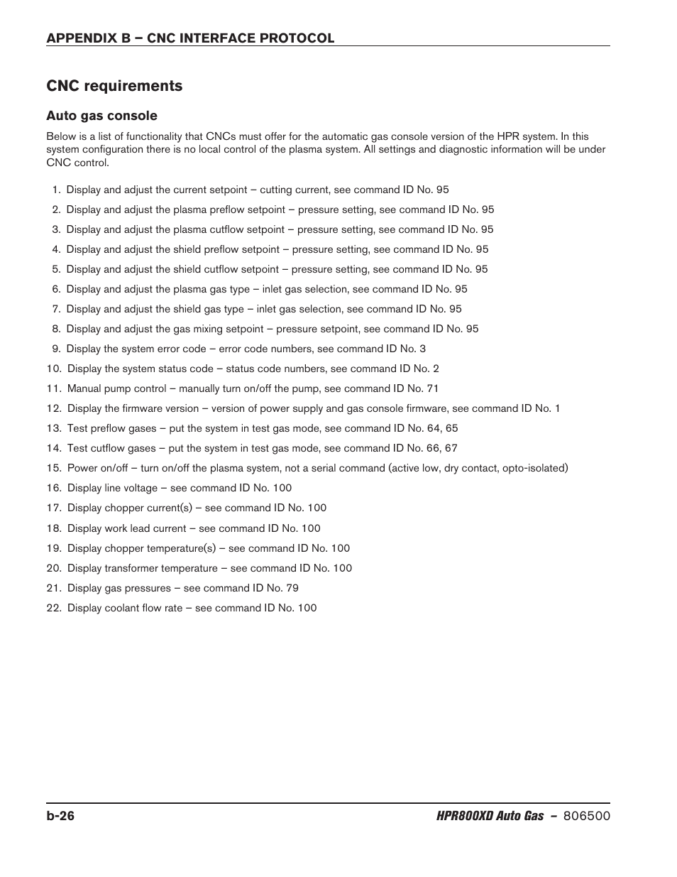 Cnc requirements, Auto gas console | Hypertherm HPR800XD Auto Gas Rev.2 User Manual | Page 360 / 368