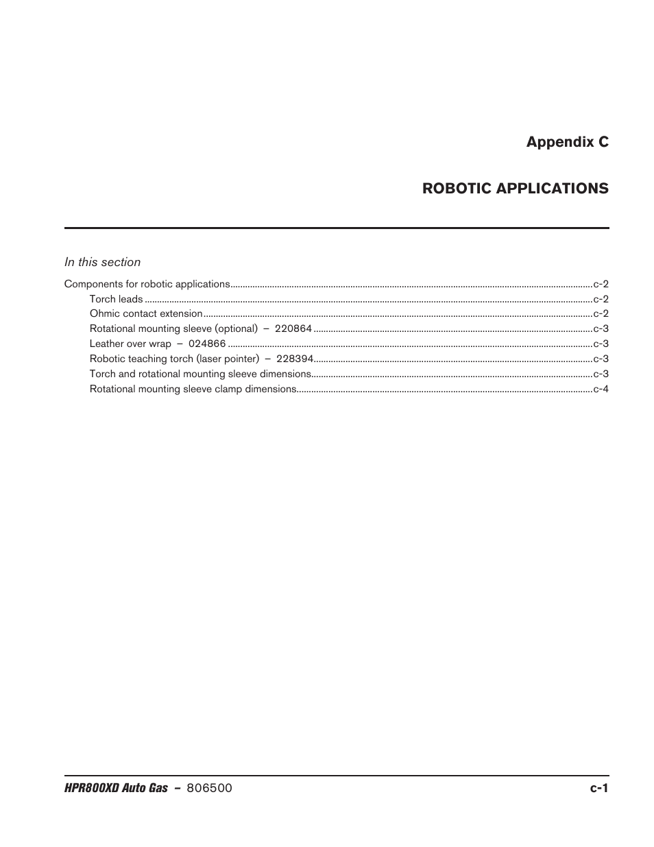 Appendix c - robotic applications, Appendix c | Hypertherm HPR800XD Auto Gas Rev.2 User Manual | Page 363 / 368