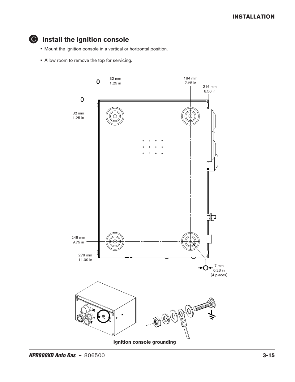 Install the ignition console, Install the ignition console -15 | Hypertherm HPR800XD Auto Gas Rev.2 User Manual | Page 55 / 368