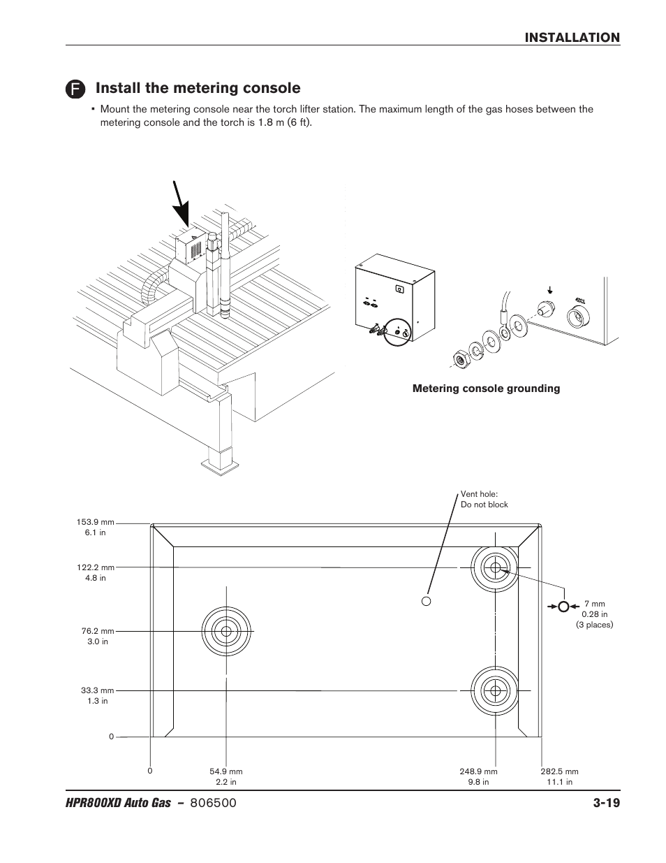 Install the metering console, Install the metering console -19 | Hypertherm HPR800XD Auto Gas Rev.2 User Manual | Page 59 / 368