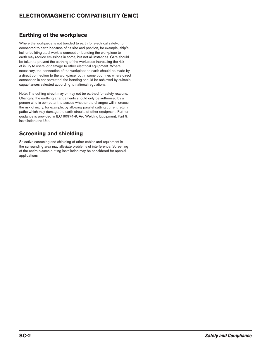 Screening and shielding, Sc-2 safety and compliance | Hypertherm HPR800XD Auto Gas Rev.2 User Manual | Page 6 / 368