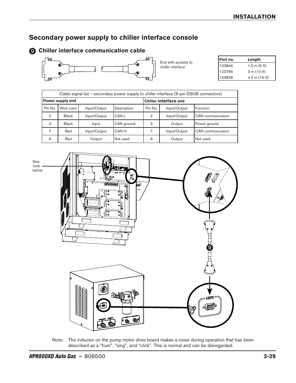 Chiller interface communication cable, Chiller interface communication cable -29 | Hypertherm HPR800XD Auto Gas Rev.2 User Manual | Page 69 / 368