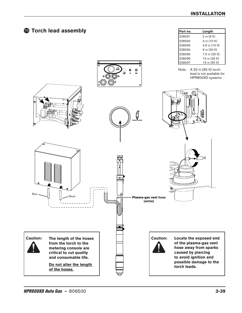 Torch lead assembly, Torch lead assembly -39 | Hypertherm HPR800XD Auto Gas Rev.2 User Manual | Page 79 / 368