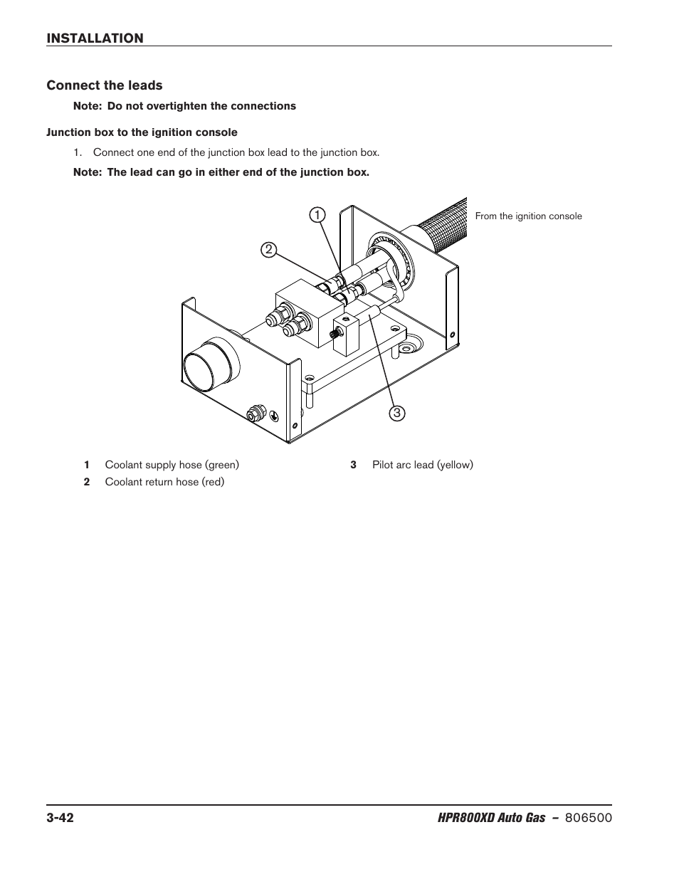 Connect the leads, Connect the leads -42 | Hypertherm HPR800XD Auto Gas Rev.2 User Manual | Page 82 / 368