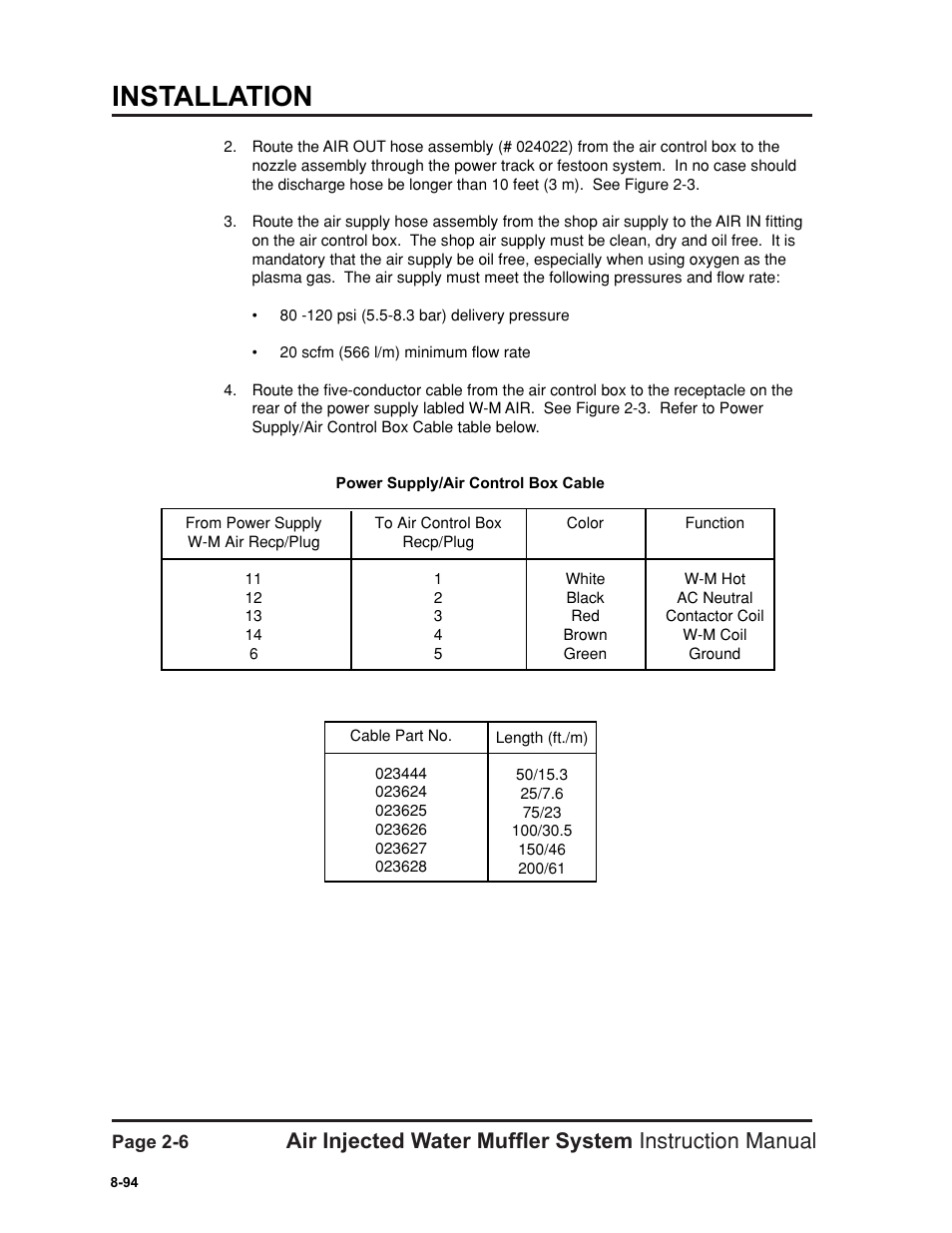 Installation | Hypertherm HT400 Air Injected Water Muffler System User Manual | Page 17 / 40
