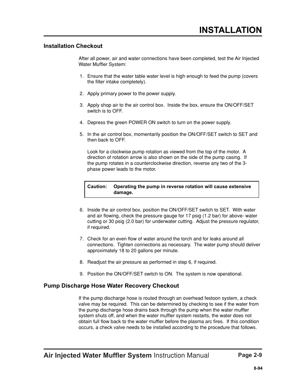 Installation | Hypertherm HT400 Air Injected Water Muffler System User Manual | Page 20 / 40