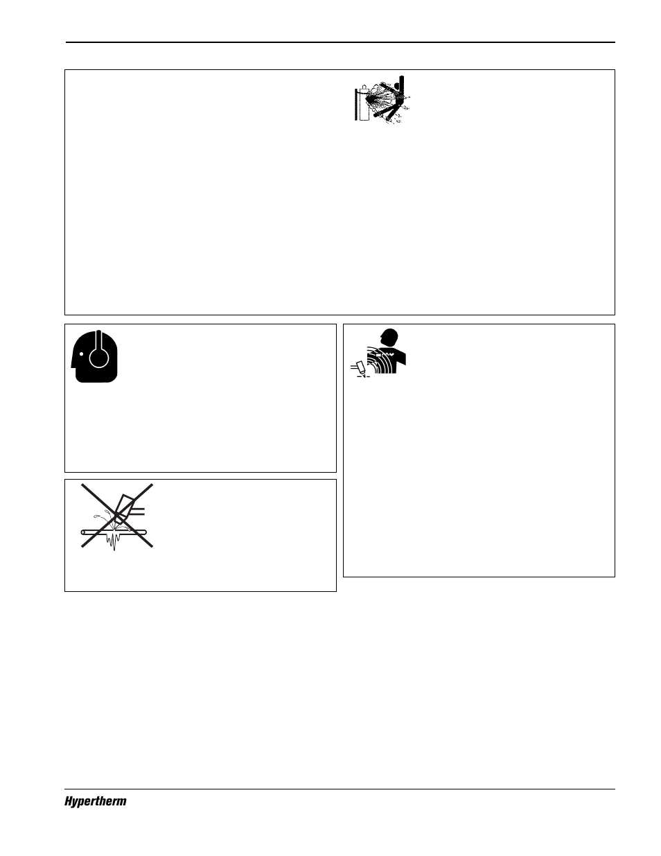 Compressed gas equipment safety -5, Gas cylinders can explode if damaged -5, Noise can damage hearing -5 | Pacemaker and hearing aid operation -5, A plasma arc can damage frozen pipes -5, Additional safety information -5, Safety hypertherm plasma systems 1-5, Safety, Noise can damage hearing, A plasma arc can damage frozen pipes | Hypertherm H401 Power Supplies User Manual | Page 13 / 62
