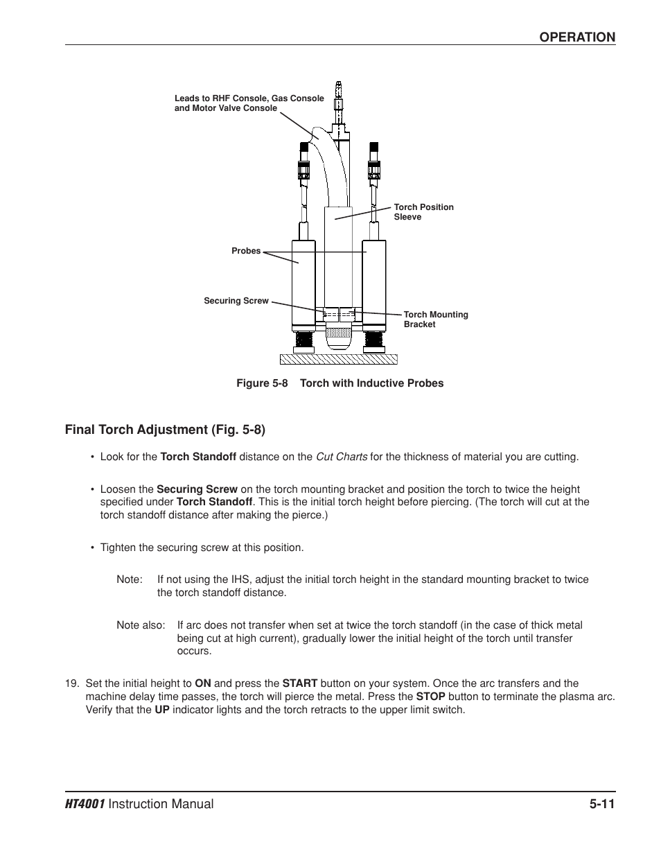 Final torch adjustment -11 | Hypertherm HT4001 Plasma Arc Cutting System User Manual | Page 102 / 259