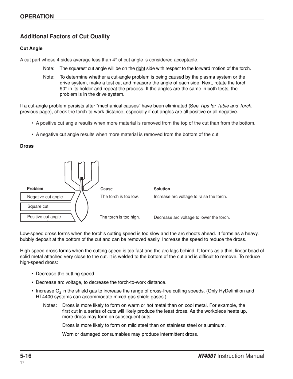 Additional factors of cut quality -16 | Hypertherm HT4001 Plasma Arc Cutting System User Manual | Page 107 / 259