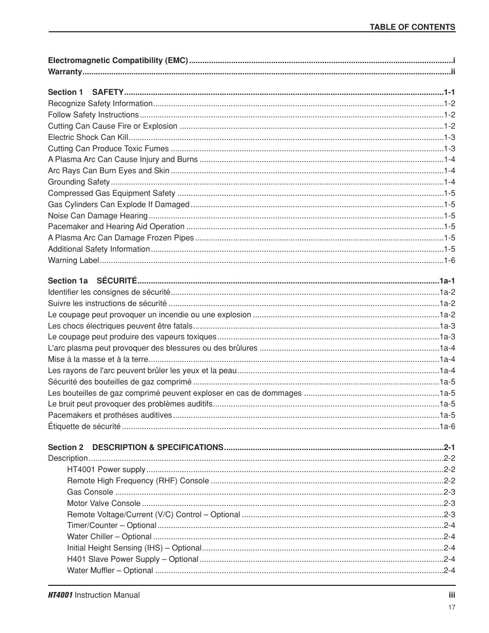 Hypertherm HT4001 Plasma Arc Cutting System User Manual | Page 11 / 259