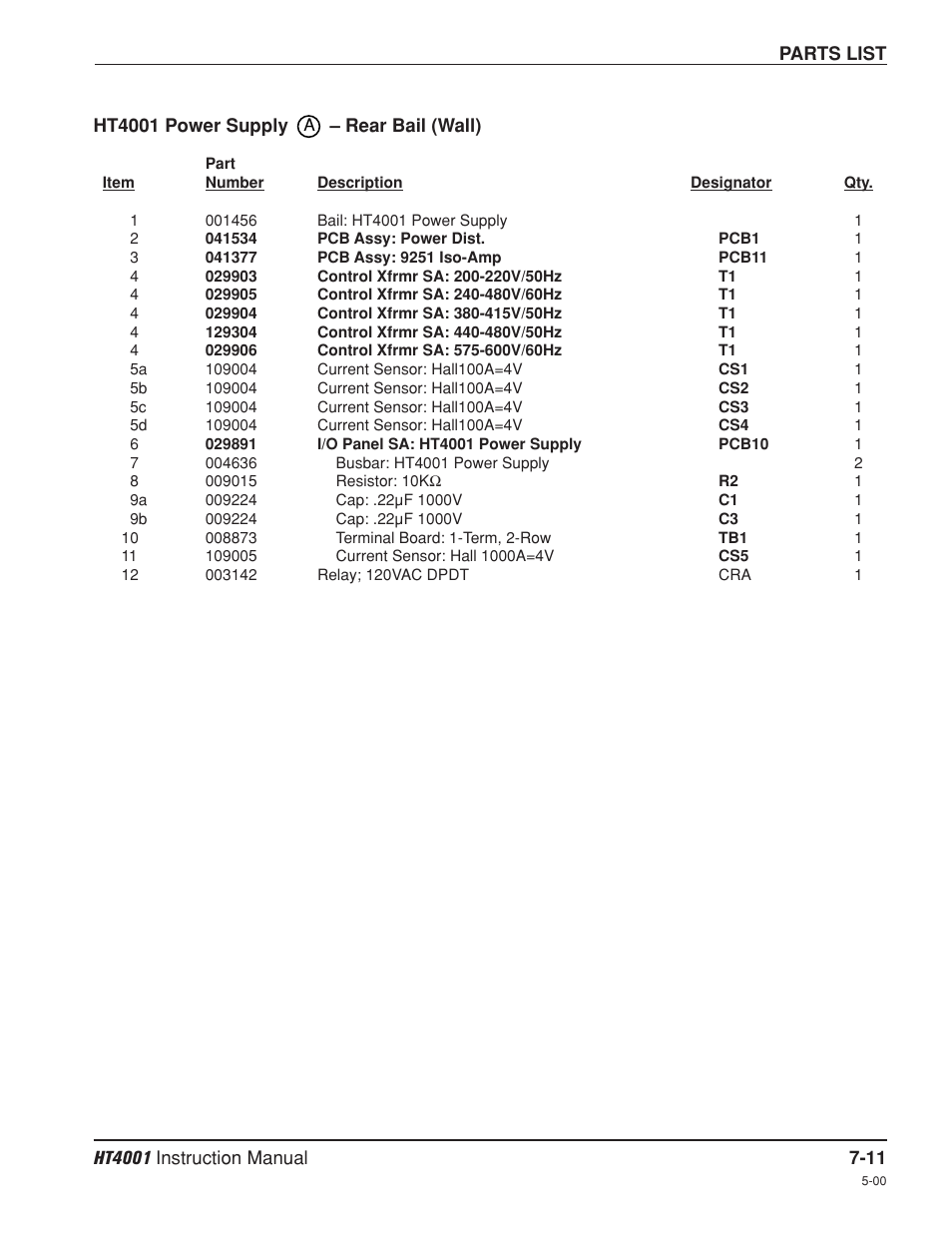 Rear bail -11 | Hypertherm HT4001 Plasma Arc Cutting System User Manual | Page 167 / 259