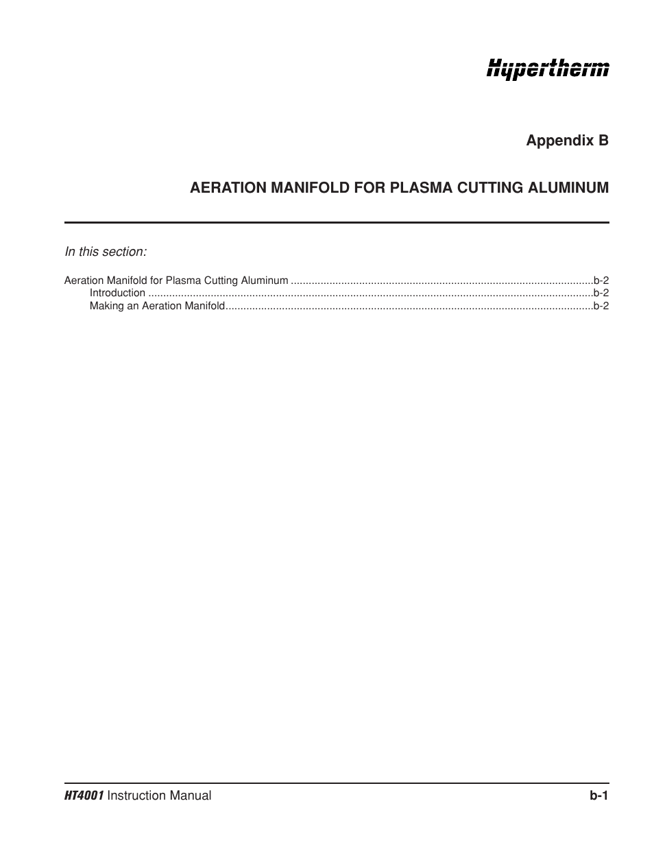 Appendix b | Hypertherm HT4001 Plasma Arc Cutting System User Manual | Page 234 / 259