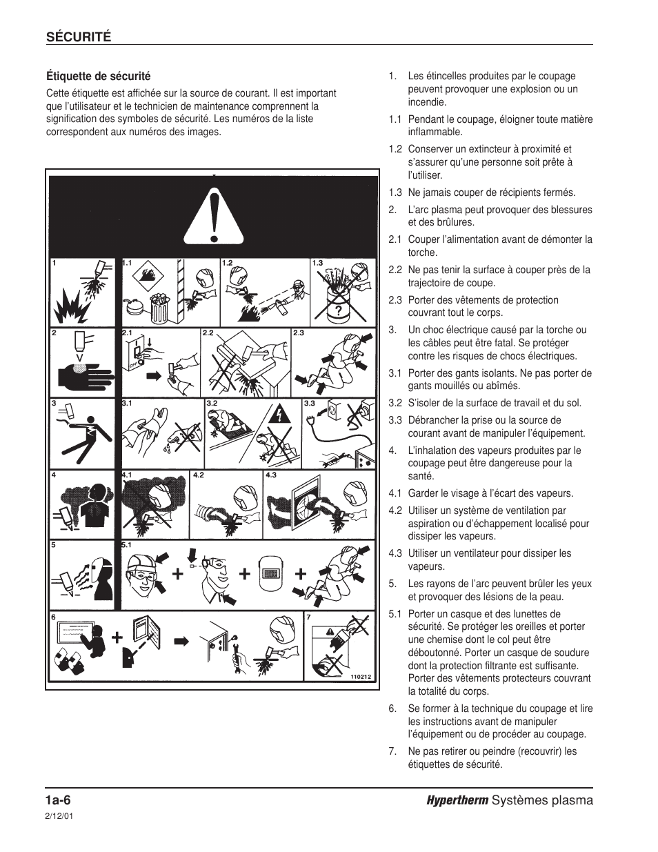 Étiquette de sécurité a-6 | Hypertherm HT4001 Plasma Arc Cutting System User Manual | Page 27 / 259