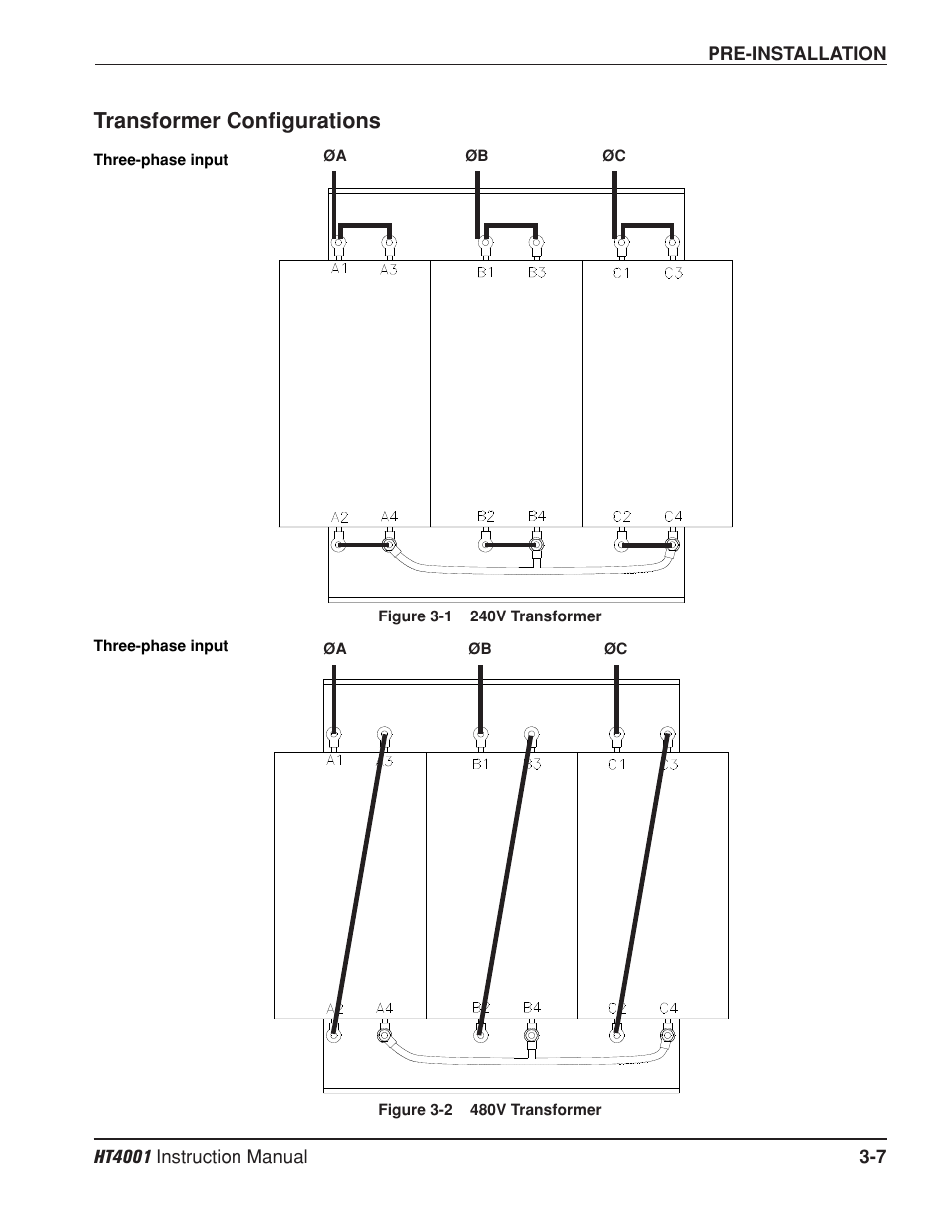Transformer configurations -7, Transformer configurations | Hypertherm HT4001 Plasma Arc Cutting System User Manual | Page 47 / 259