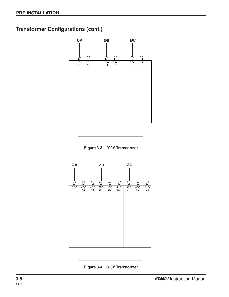 Transformer configurations (cont.) | Hypertherm HT4001 Plasma Arc Cutting System User Manual | Page 48 / 259