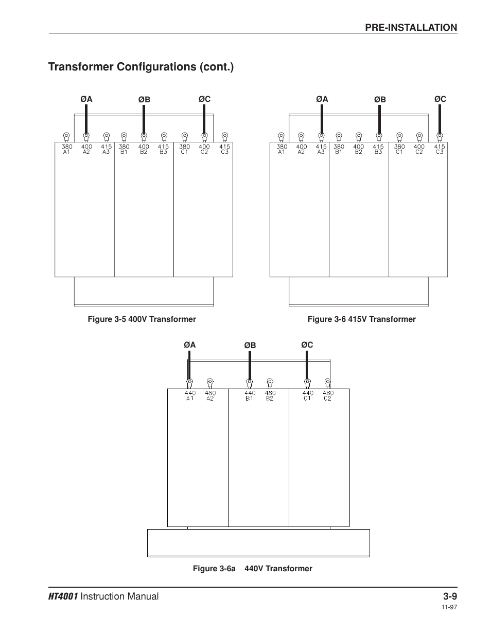 Transformer configurations (cont.) | Hypertherm HT4001 Plasma Arc Cutting System User Manual | Page 49 / 259